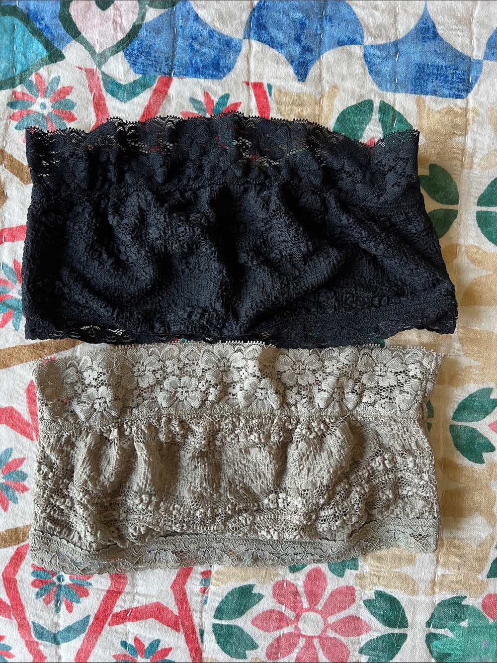 Free People Lace Bandeau Set in Black and Taupe